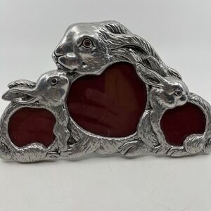Bunny Family 3 Mini Picture Frame Cast Aluminum 1993 Arthur Court Taiwan